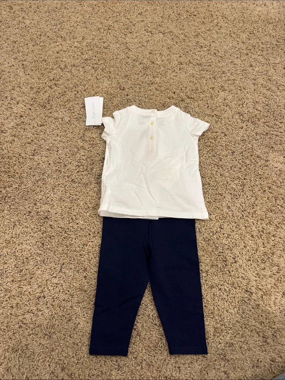 Ralph Lauren White Polo Bear Tee with Navy Leggings